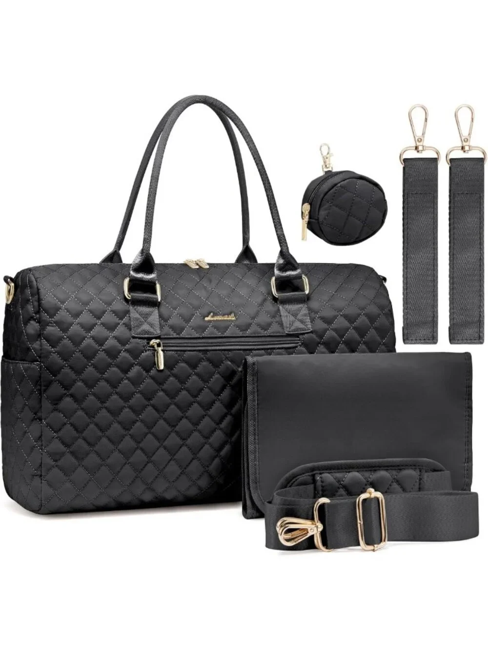 Stylish Large Capacity Diaper Tote with Changing Pad & Pacifier Case - Perfect